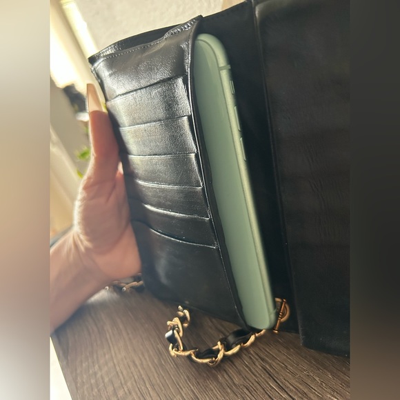 ⚜️🖤Vintage Chanel Timeless Clutch Wallet Crossbody Chain 2way wristlet - Picture 13 of 16